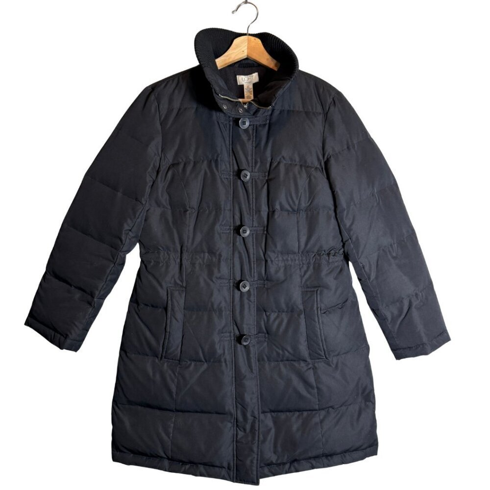 Ann Taylor Loft Down Feather Full Zip Puffer Parka Coat Women Small Petite Black